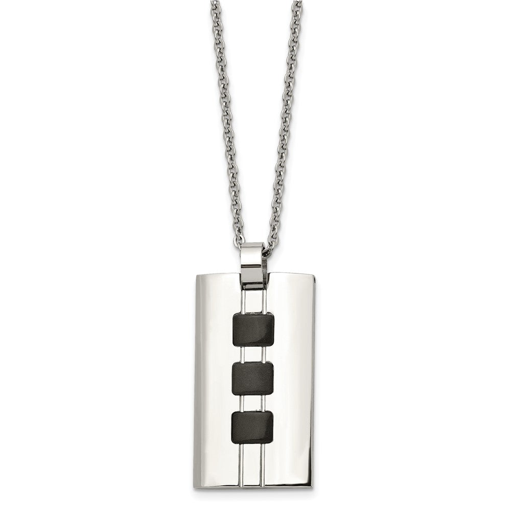 Alternate view of the Men's Stainless Steel Black Accent Necklace 24 Inch by The Black Bow Jewelry Co.