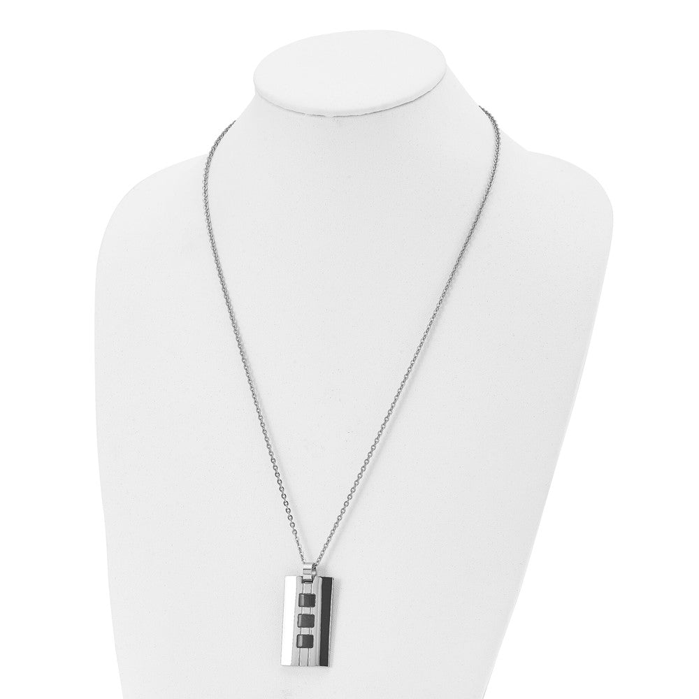 Alternate view of the Men's Stainless Steel Black Accent Necklace 24 Inch by The Black Bow Jewelry Co.