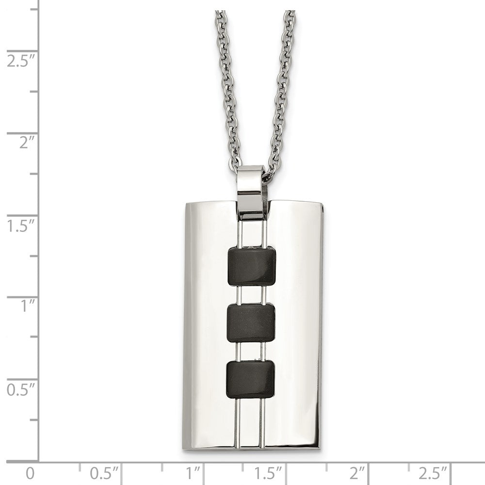 Alternate view of the Men's Stainless Steel Black Accent Necklace 24 Inch by The Black Bow Jewelry Co.