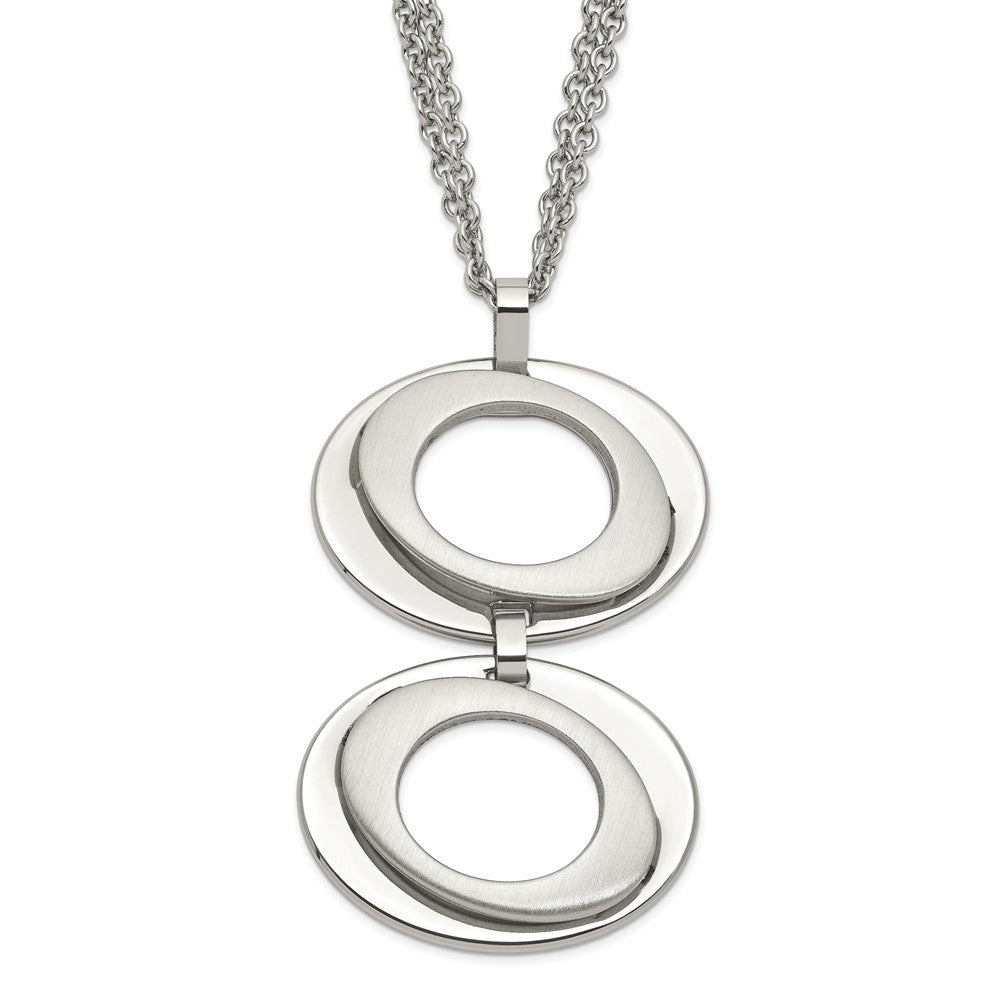 Brushed and Polished Adjustable Steel Necklace 16.5 to 17.5 Inch, Item N9788 by The Black Bow Jewelry Co.