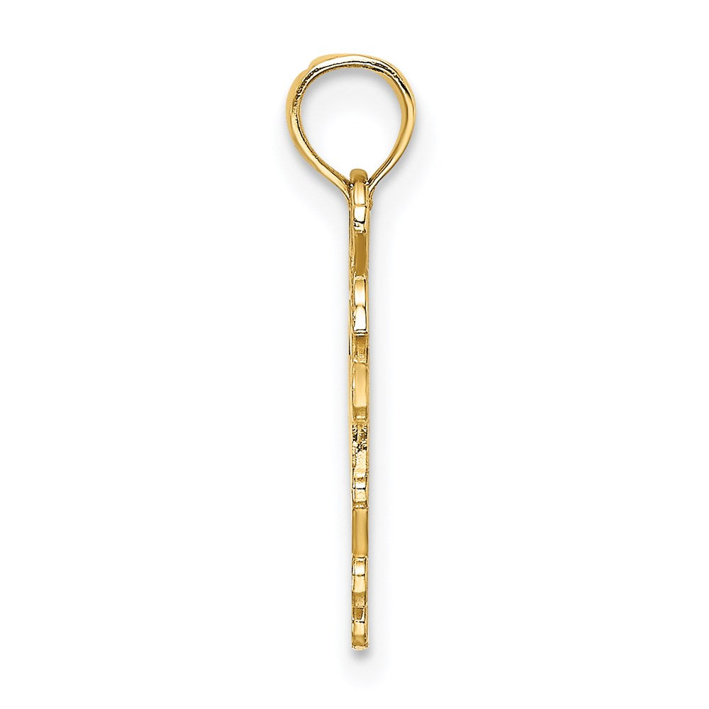 Alternate view of the Cutout New York Apple Pendant in 14 Karat Yellow Gold by The Black Bow Jewelry Co.