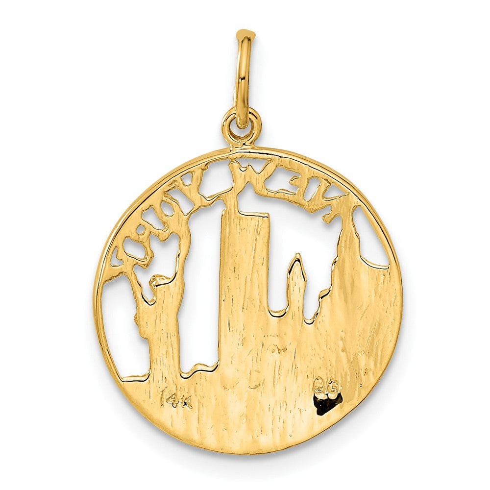 Alternate view of the 14k Yellow Gold New York Circle Charm, 18mm by The Black Bow Jewelry Co.
