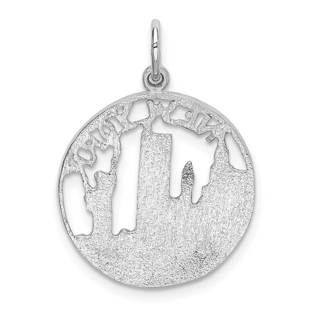 Alternate view of the 14k White Gold New York Circle Charm, 18mm by The Black Bow Jewelry Co.