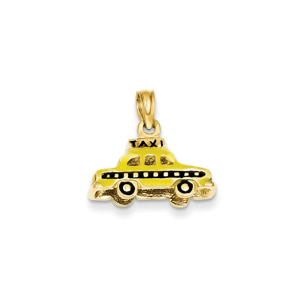 14k Yellow Gold 3D Yellow Enameled Taxi Pendant, Item P10012 by The Black Bow Jewelry Co.