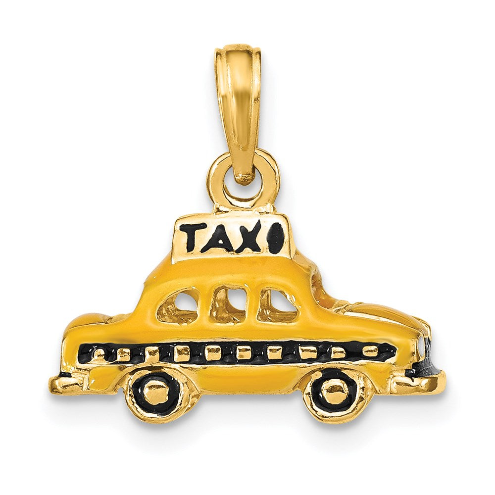 Alternate view of the 14k Yellow Gold 3D Yellow Enameled Taxi Pendant by The Black Bow Jewelry Co.