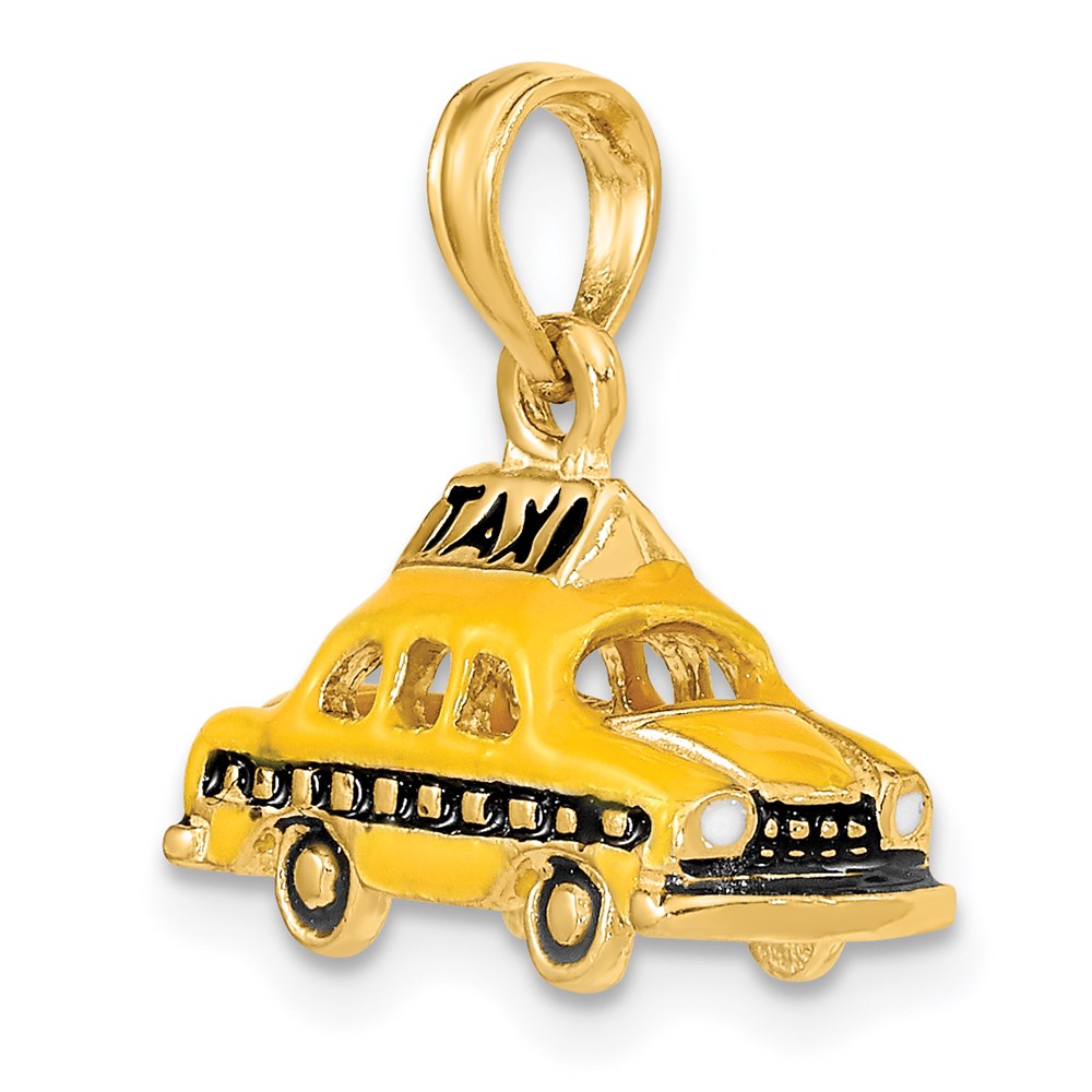 Alternate view of the 14k Yellow Gold 3D Yellow Enameled Taxi Pendant by The Black Bow Jewelry Co.