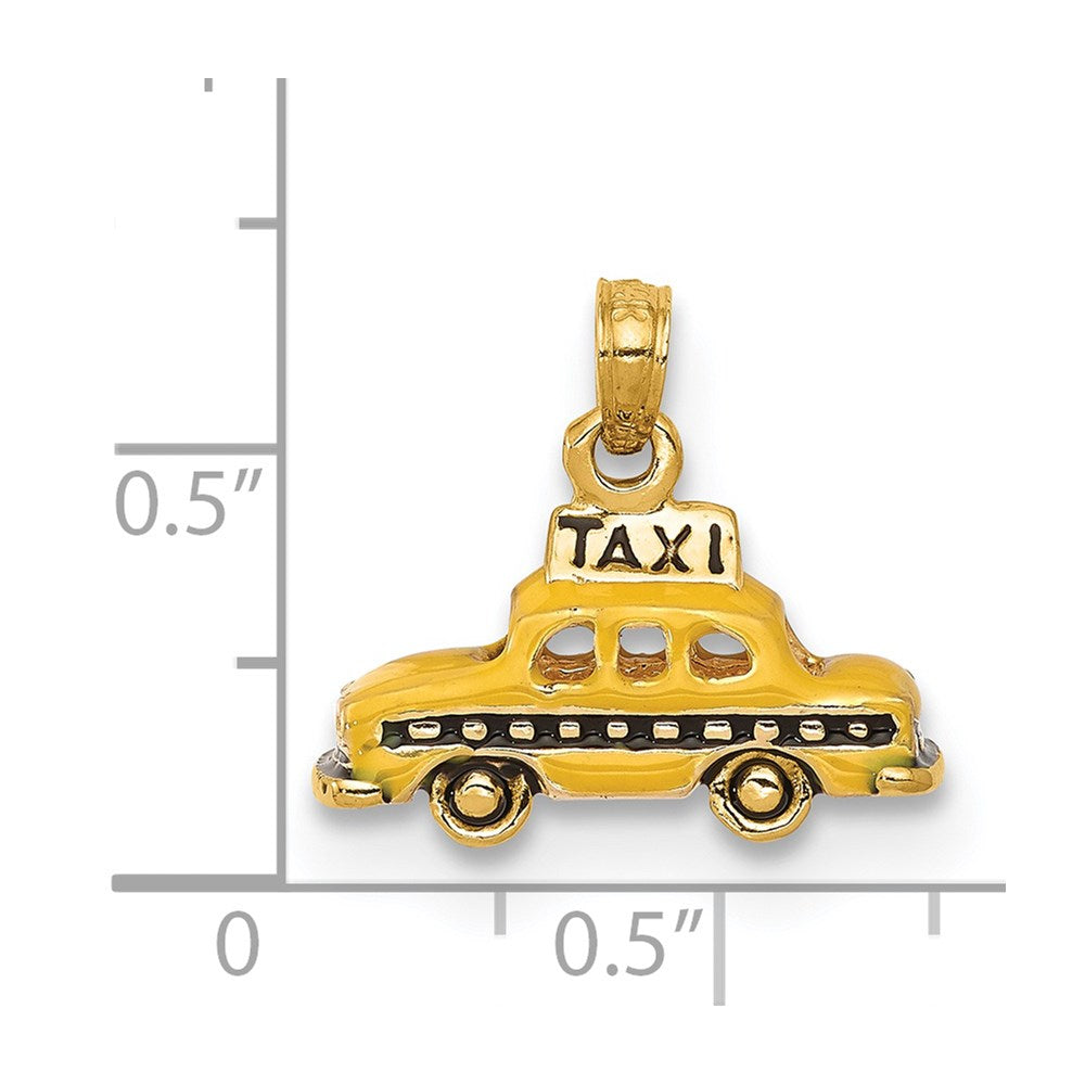 Alternate view of the 14k Yellow Gold 3D Yellow Enameled Taxi Pendant by The Black Bow Jewelry Co.