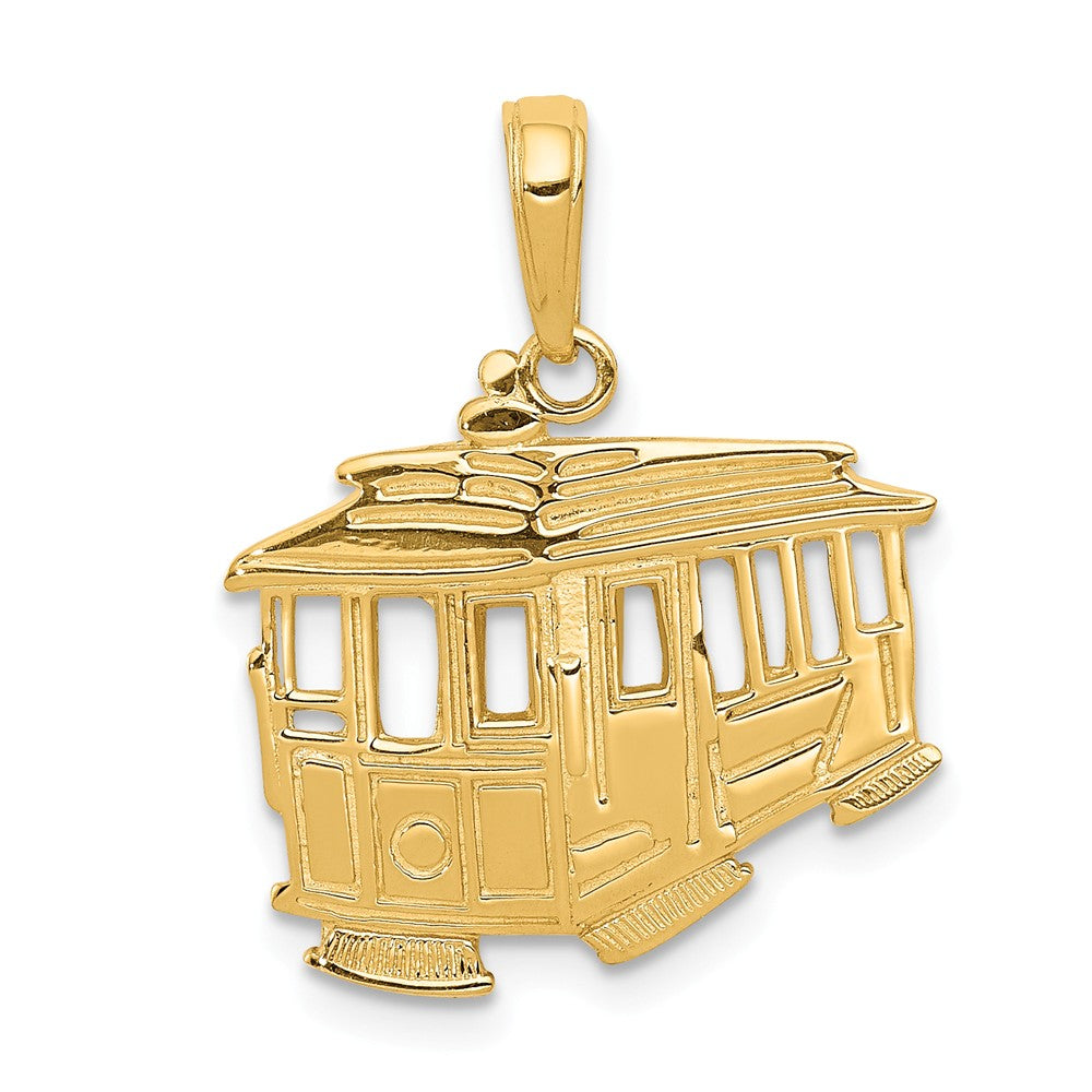 14k Yellow Gold Cable Car Pendant, Item P10021 by The Black Bow Jewelry Co.