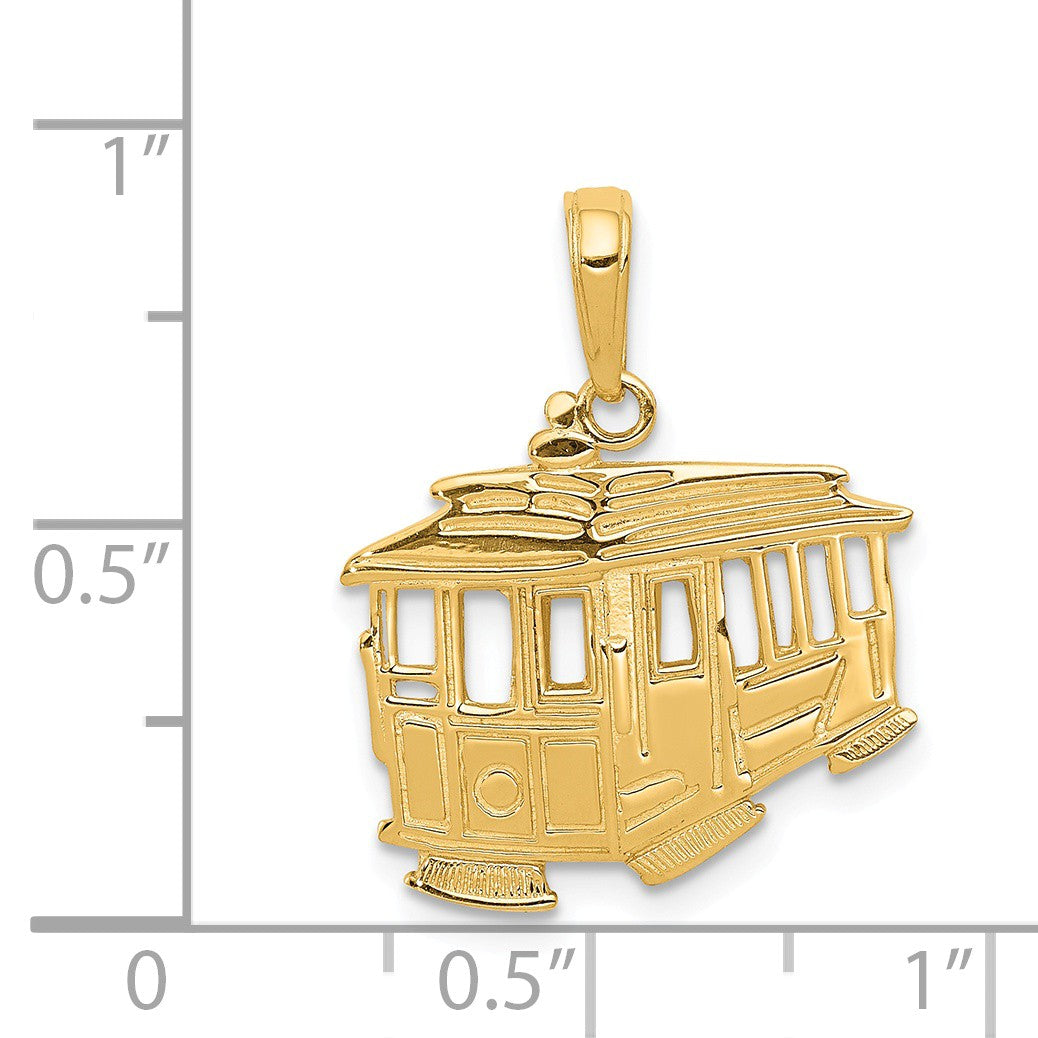 Alternate view of the 14k Yellow Gold Cable Car Pendant by The Black Bow Jewelry Co.
