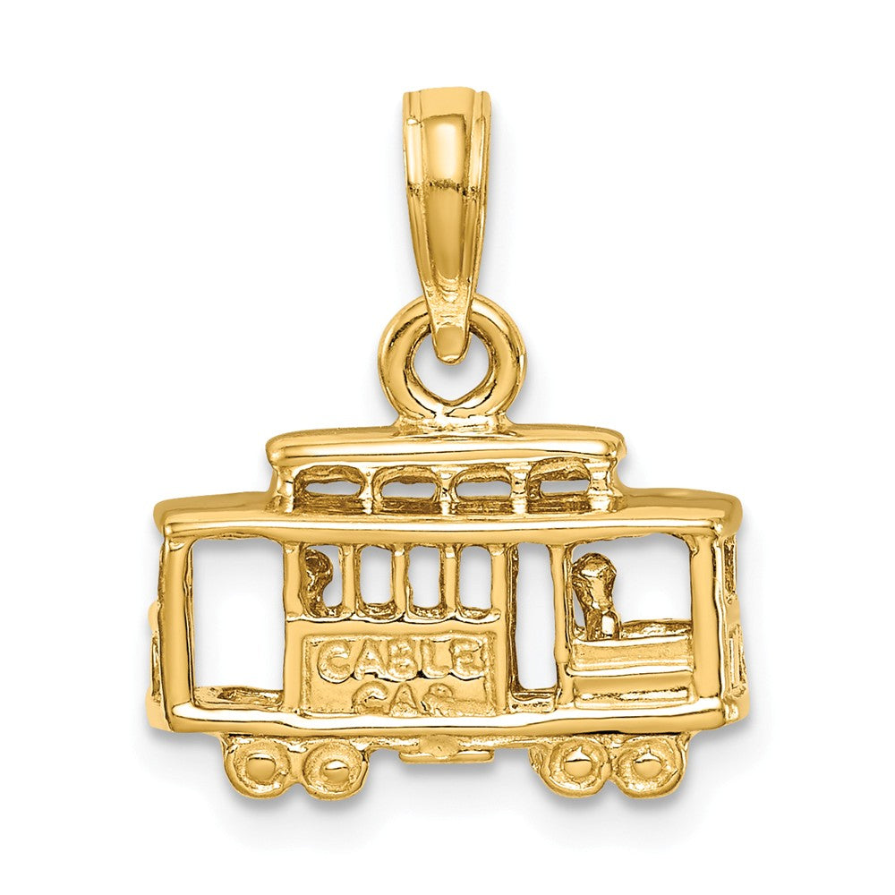 14k Yellow Gold 3D Cable Car Pendant, Item P10022 by The Black Bow Jewelry Co.