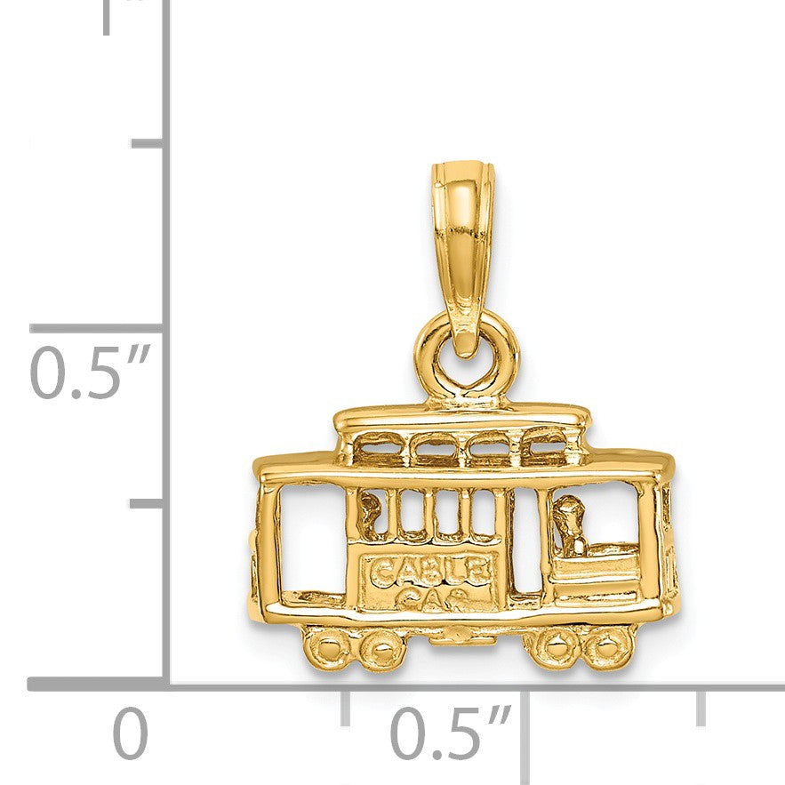 Alternate view of the 14k Yellow Gold 3D Cable Car Pendant by The Black Bow Jewelry Co.
