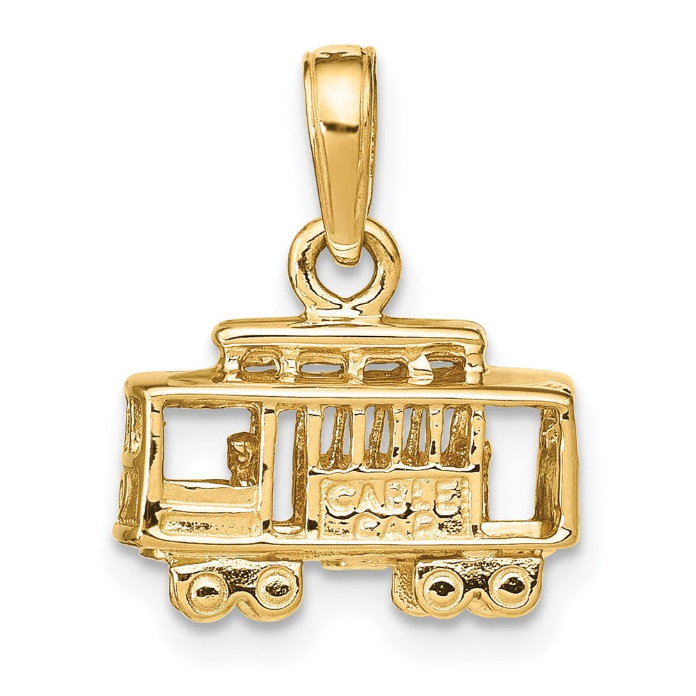 Alternate view of the 14k Yellow Gold 3D Cable Car Pendant by The Black Bow Jewelry Co.