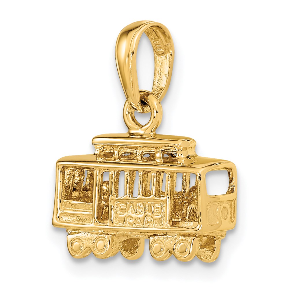 Alternate view of the 14k Yellow Gold 3D Cable Car Pendant by The Black Bow Jewelry Co.