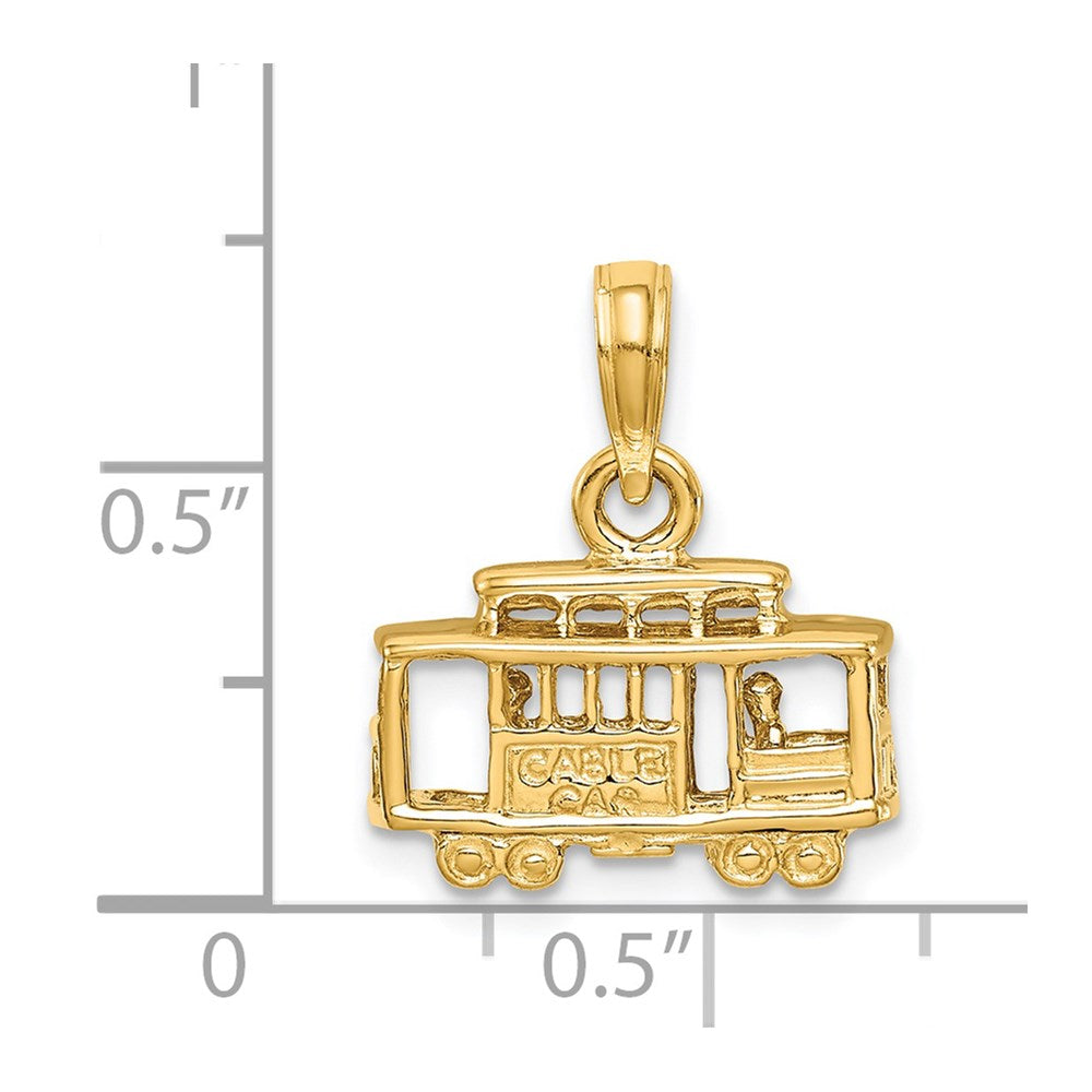 Alternate view of the 14k Yellow Gold 3D Cable Car Pendant by The Black Bow Jewelry Co.