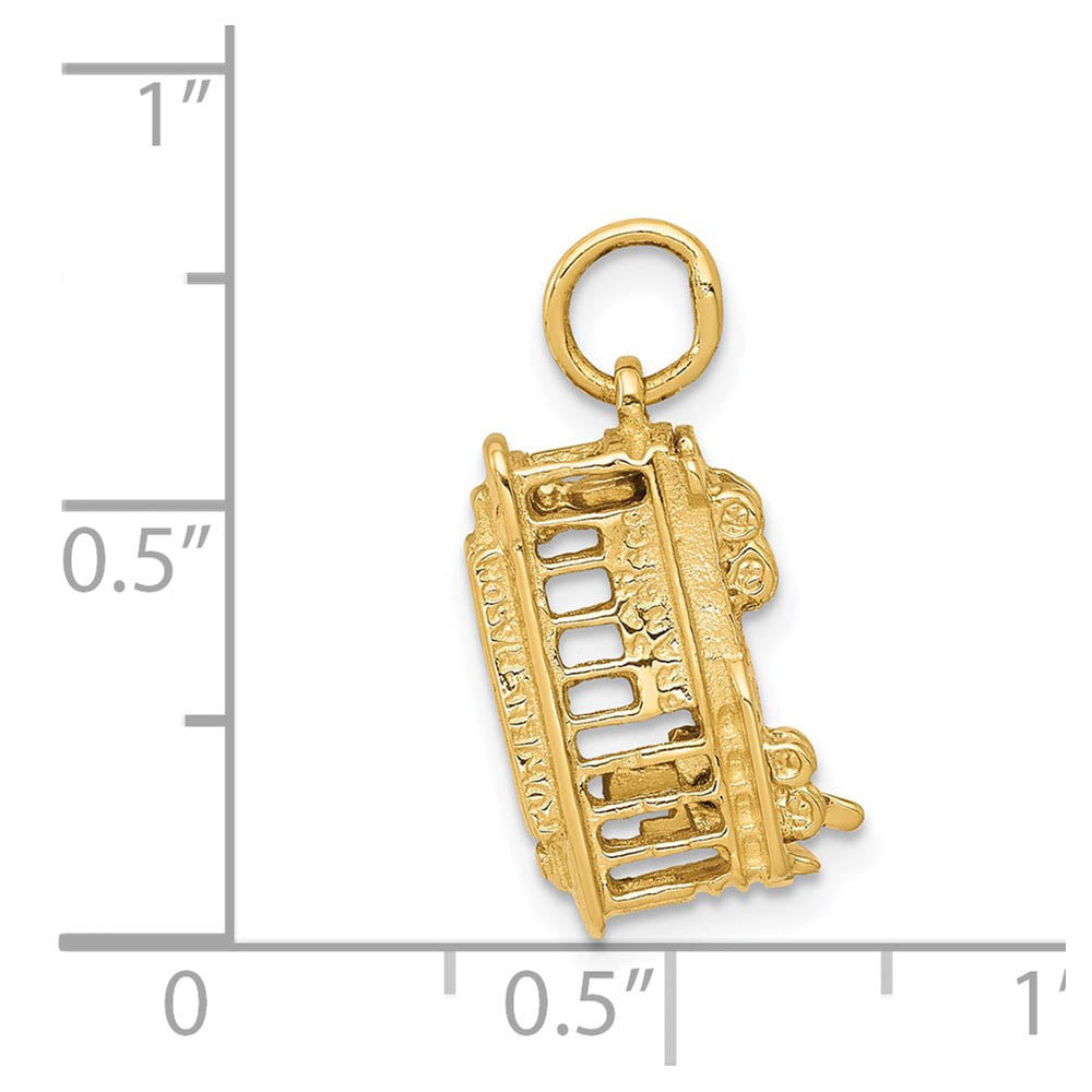Alternate view of the 14k Yellow Gold 3D Vertical Cable Car Charm by The Black Bow Jewelry Co.
