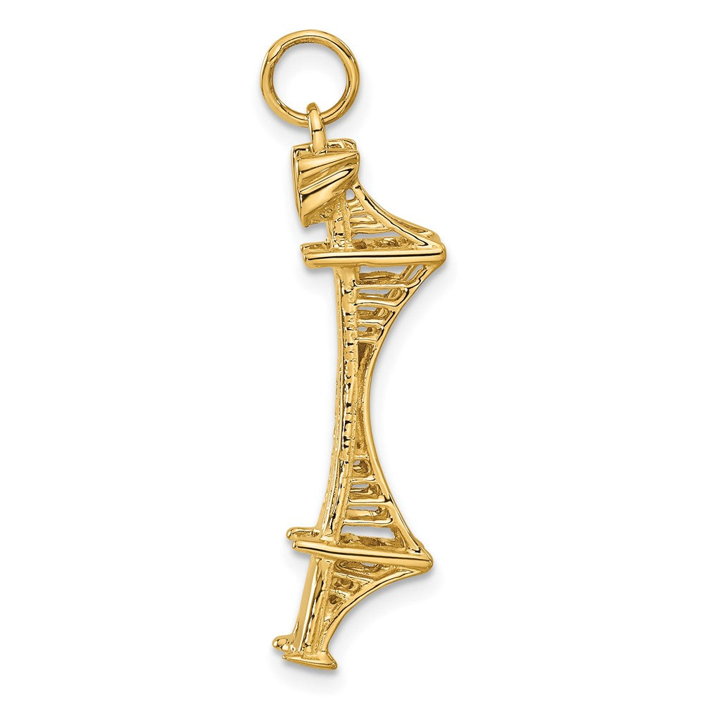 Alternate view of the 14k Yellow Gold 3-D Golden Gate Bridge Charm by The Black Bow Jewelry Co.
