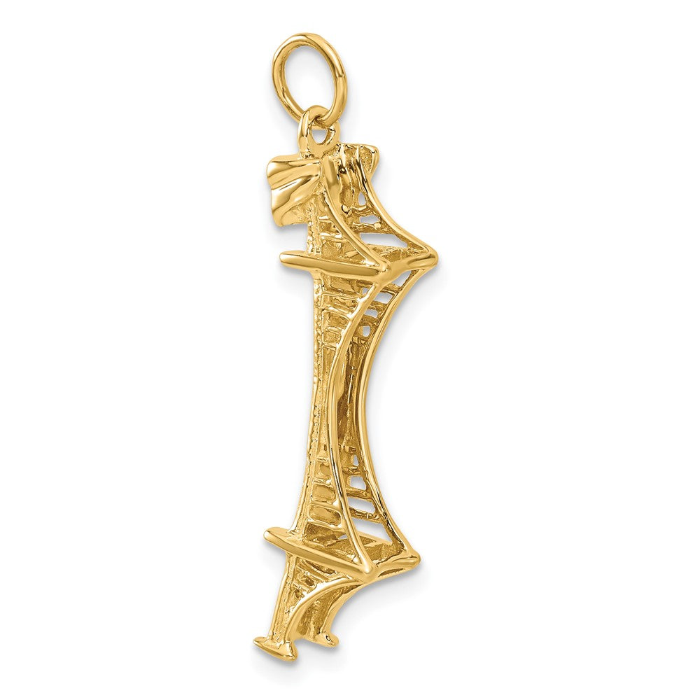 Alternate view of the 14k Yellow Gold 3-D Golden Gate Bridge Charm by The Black Bow Jewelry Co.