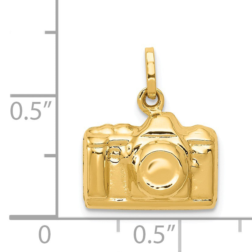 Alternate view of the 14k Yellow Gold 3D Polished Camera Charm by The Black Bow Jewelry Co.