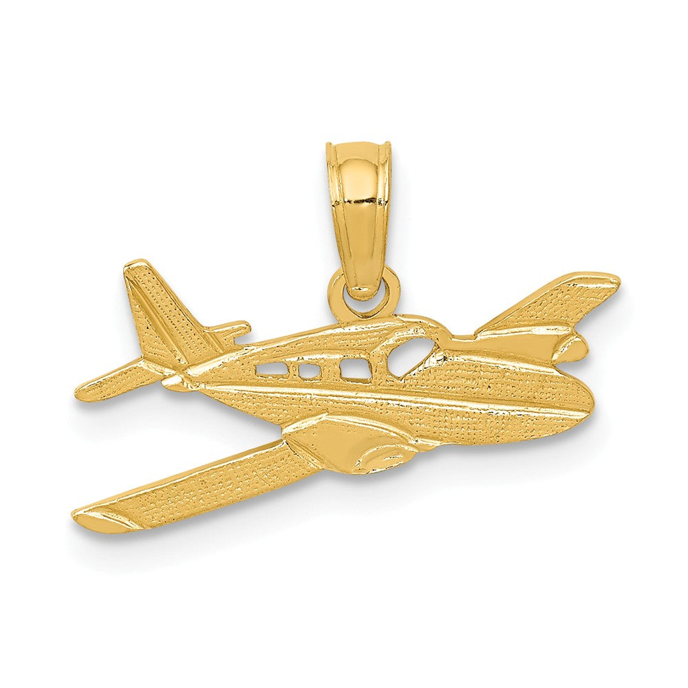 14k Yellow Gold Cessna Plane Pendant, Item P10068 by The Black Bow Jewelry Co.