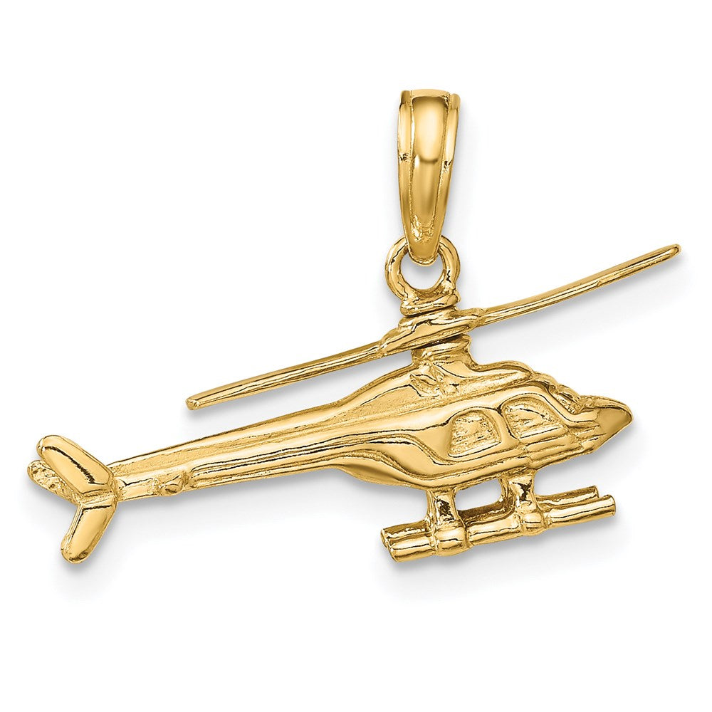 Alternate view of the 14k Yellow Gold 3D Moveable Helicopter Pendant by The Black Bow Jewelry Co.
