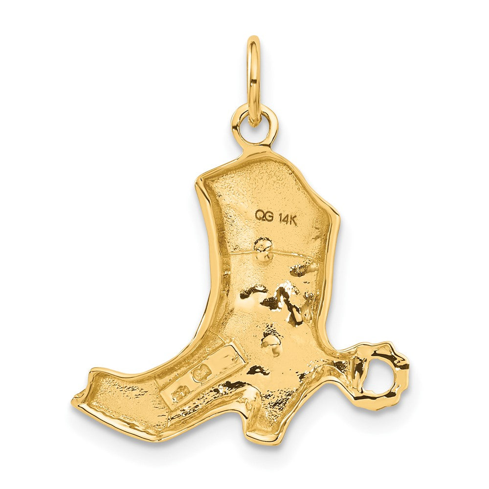 Alternate view of the 14k Yellow Gold Satin 2D Cowboy Boot Charm by The Black Bow Jewelry Co.