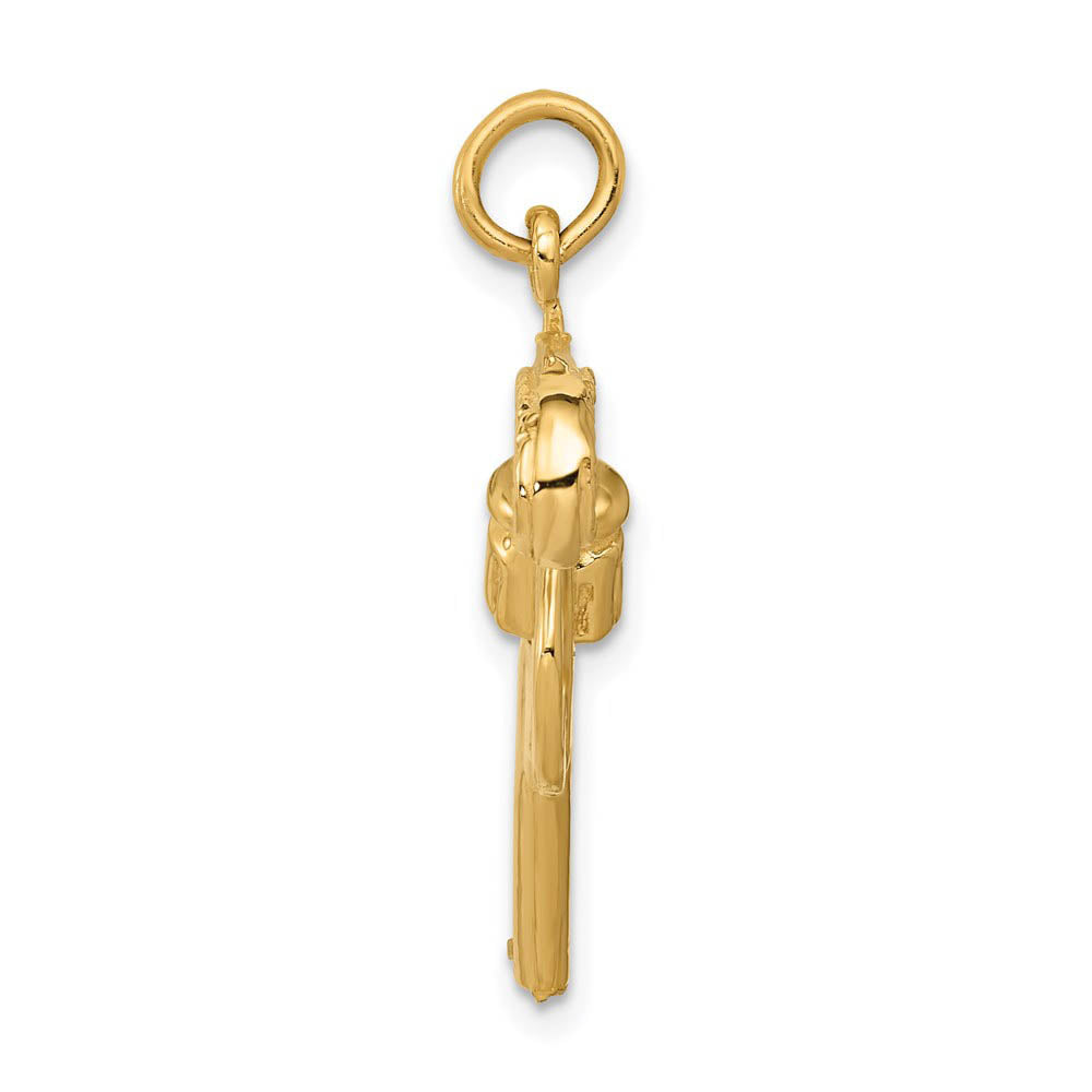 Alternate view of the 14k Yellow Gold and White Rhodium Two Tone Moveable Revolver Charm by The Black Bow Jewelry Co.