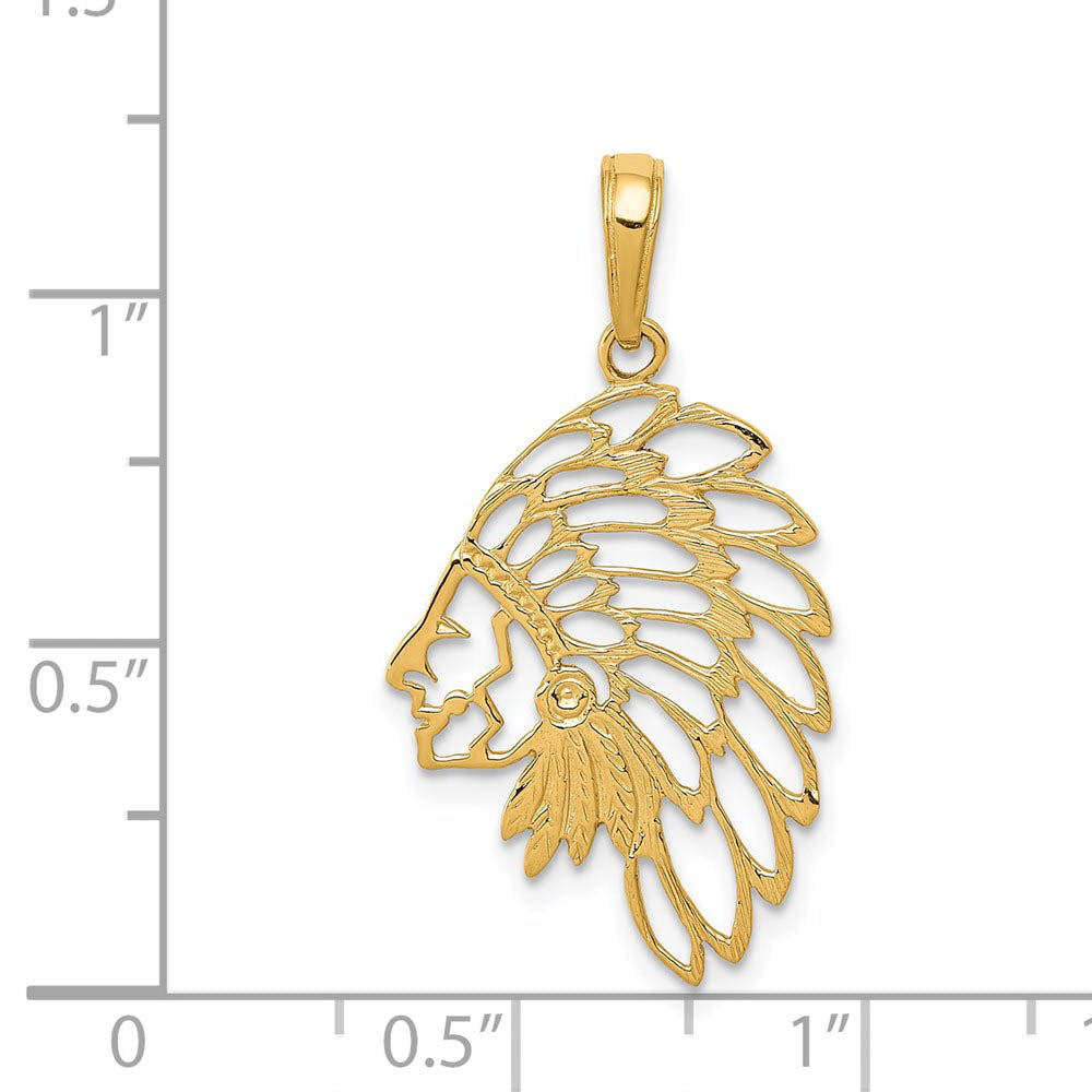 Alternate view of the 14k Yellow Gold Cut-Out Headdress Polished Pendant by The Black Bow Jewelry Co.
