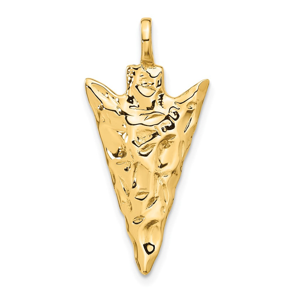 14k Yellow Gold Polished Arrowhead Pendant, Item P10097 by The Black Bow Jewelry Co.