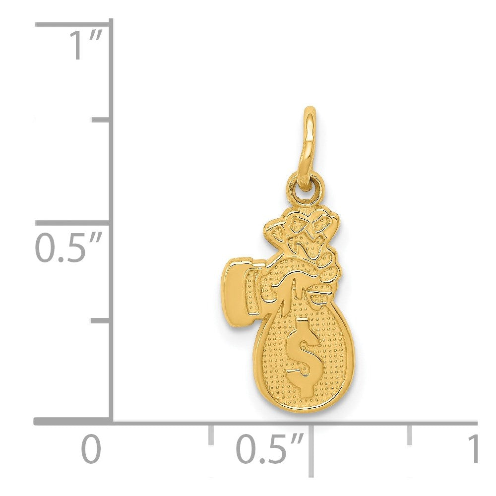Alternate view of the 14k Yellow Gold Money Bag Charm by The Black Bow Jewelry Co.