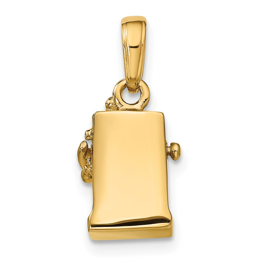 Alternate view of the 14k Yellow Gold 3D Moveable Slot Machine Pendant by The Black Bow Jewelry Co.