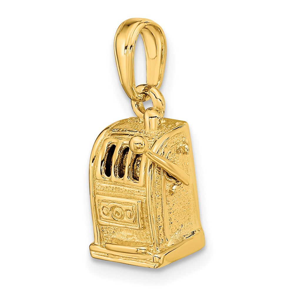 Alternate view of the 14k Yellow Gold 3D Moveable Slot Machine Pendant by The Black Bow Jewelry Co.