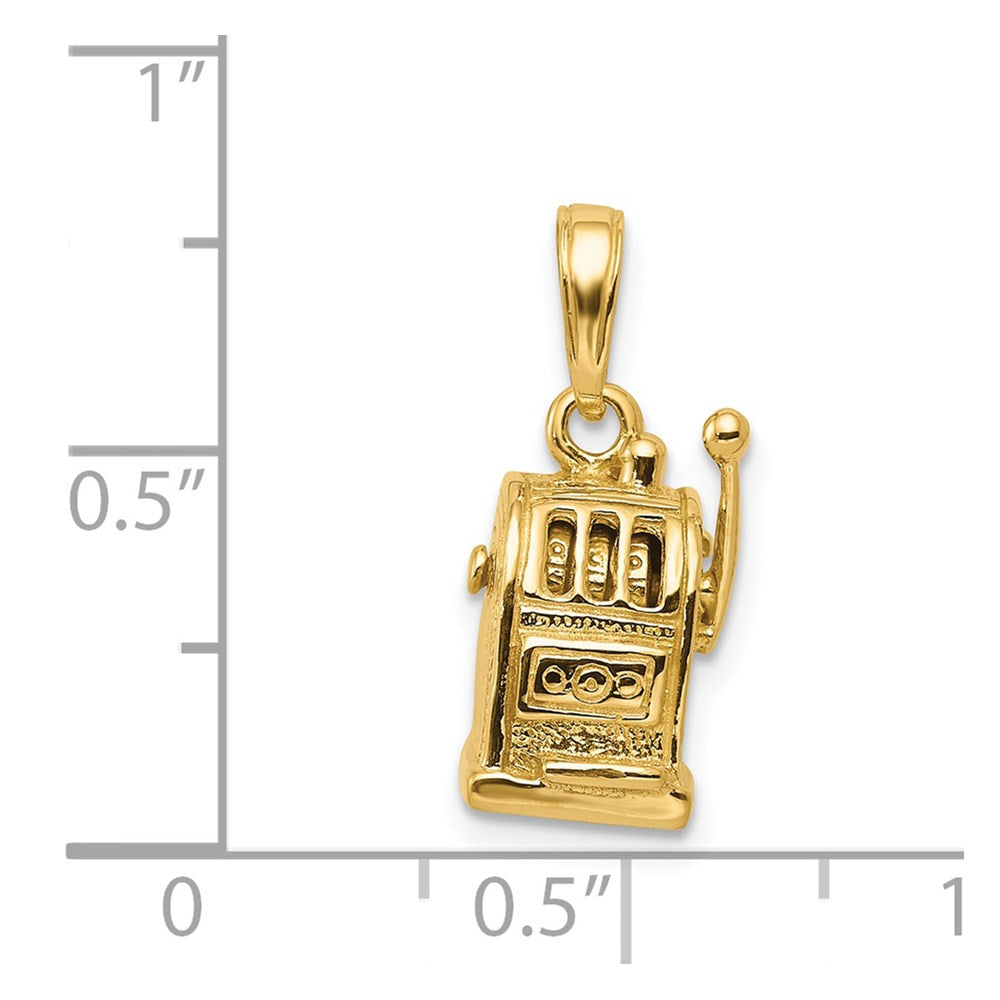Alternate view of the 14k Yellow Gold 3D Moveable Slot Machine Pendant by The Black Bow Jewelry Co.