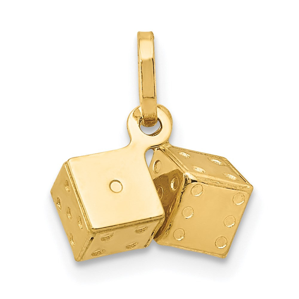 14k Yellow Gold 3D Polished Mini Dice Charm, Item P10107 by The Black Bow Jewelry Co.