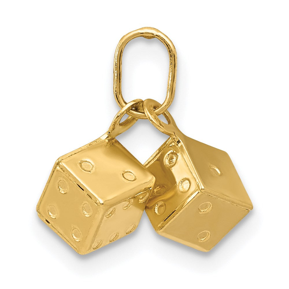 Alternate view of the 14k Yellow Gold 3D Polished Mini Dice Charm by The Black Bow Jewelry Co.