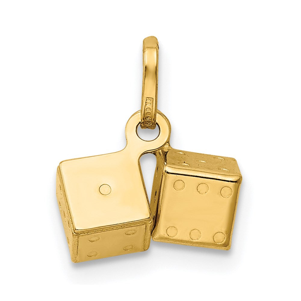 Alternate view of the 14k Yellow Gold 3D Polished Mini Dice Charm by The Black Bow Jewelry Co.