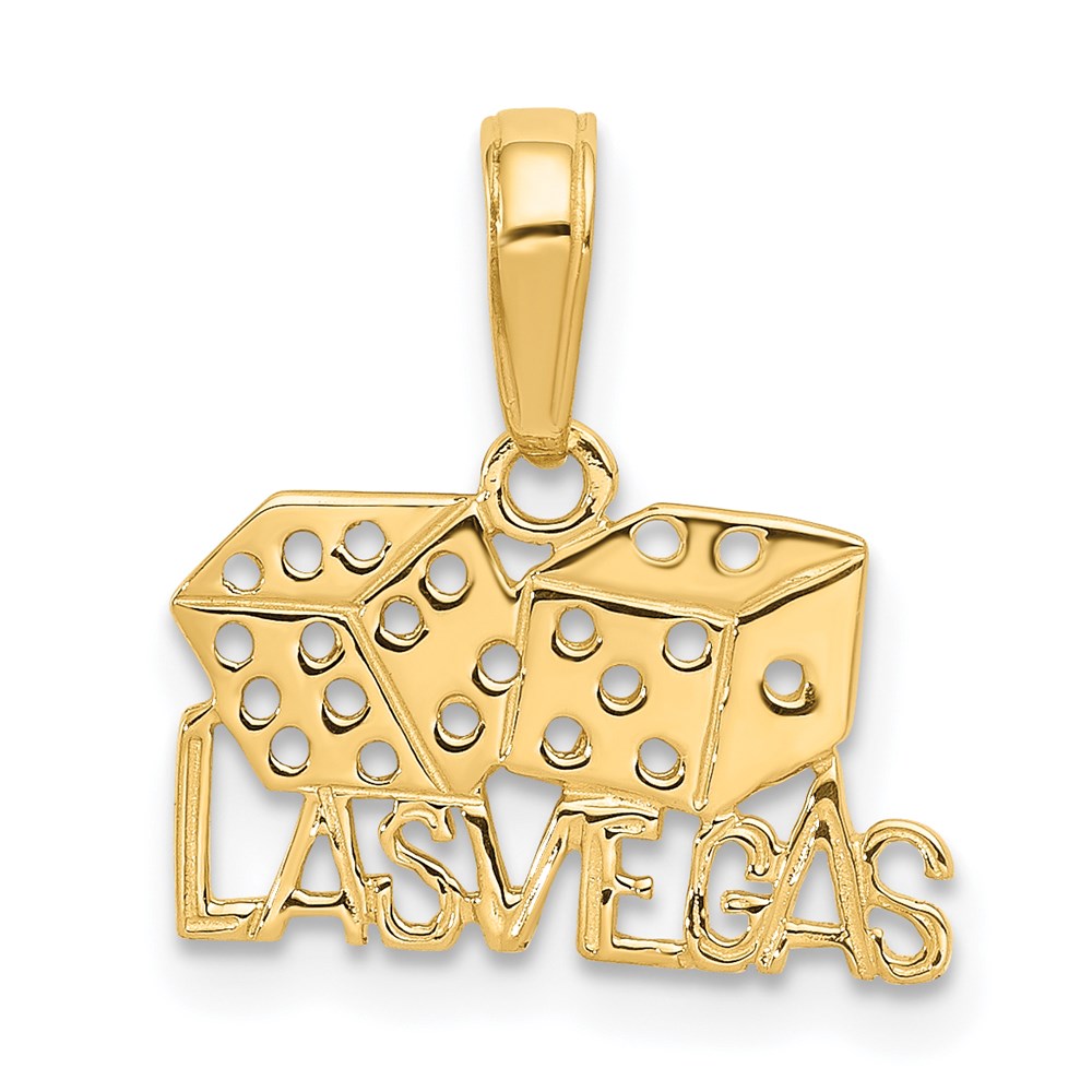 14k Yellow Gold Las Vegas Dice Pendant, Item P10109 by The Black Bow Jewelry Co.