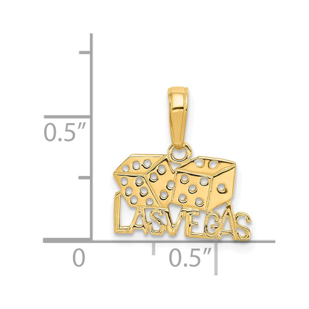 Alternate view of the 14k Yellow Gold Las Vegas Dice Pendant by The Black Bow Jewelry Co.