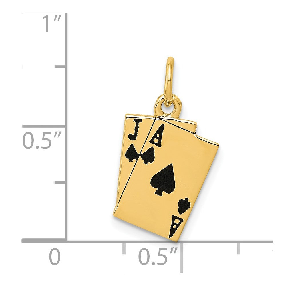 Alternate view of the 14k Yellow Gold Enameled Blackjack Playing Cards Charm by The Black Bow Jewelry Co.
