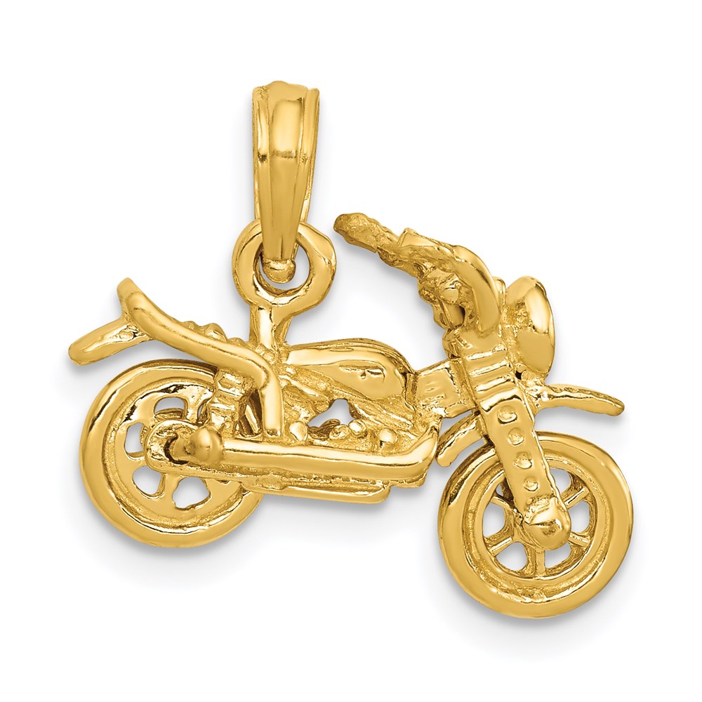 Alternate view of the 14k Yellow Gold 3D Moveable Motorcycle Pendant by The Black Bow Jewelry Co.