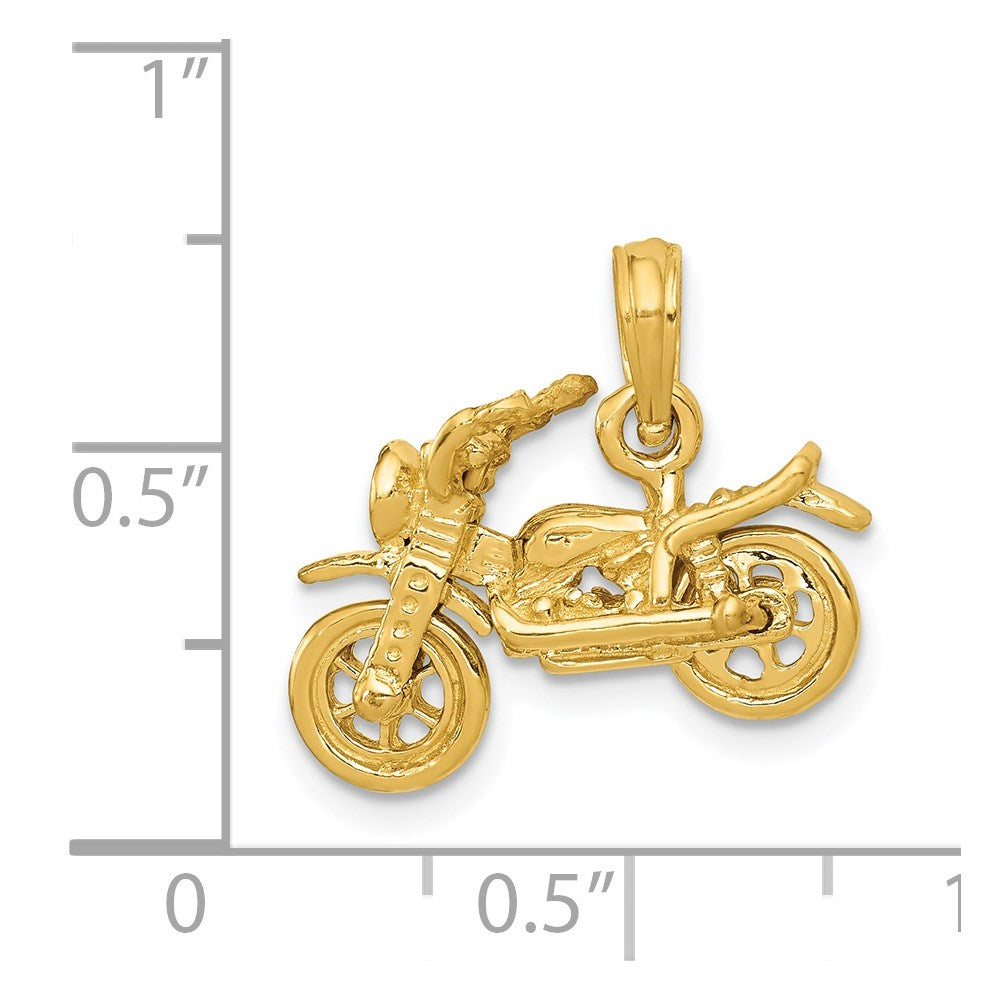 Alternate view of the 14k Yellow Gold 3D Moveable Motorcycle Pendant by The Black Bow Jewelry Co.
