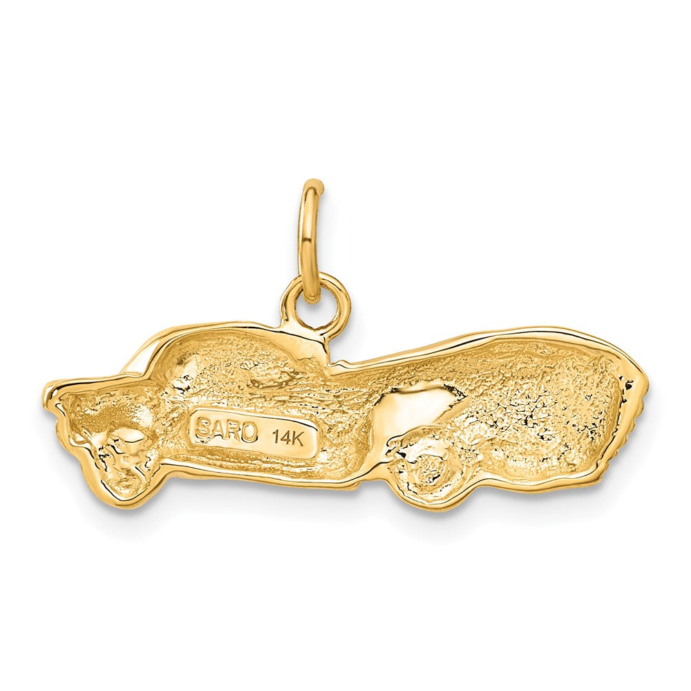 Alternate view of the 14k Yellow Gold Satin and Diamond Cut Sport Car Charm by The Black Bow Jewelry Co.