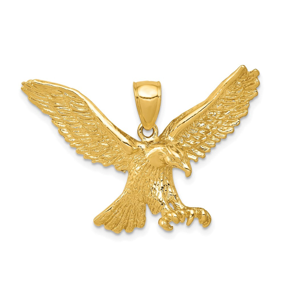 14k Yellow Gold Large Flying Eagle Pendant Black Bow Jewelry Company