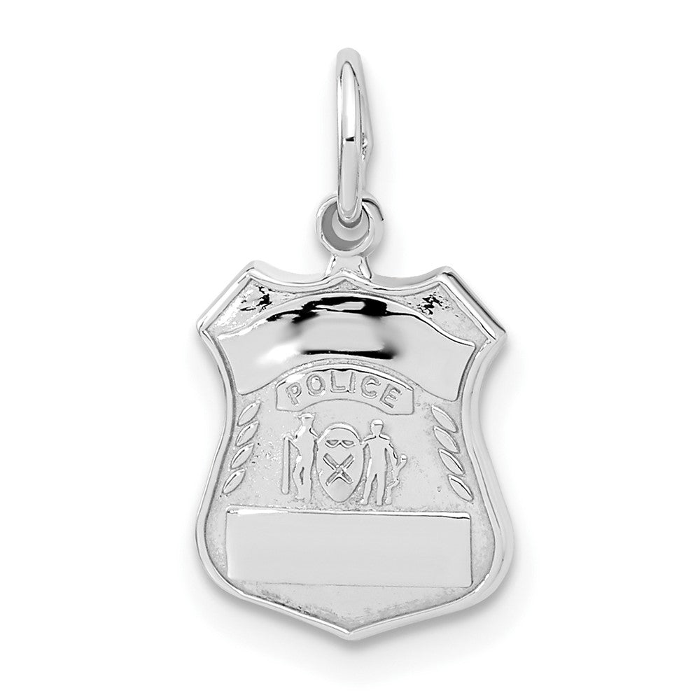 14k White Gold Police Badge Charm, Item P10192 by The Black Bow Jewelry Co.