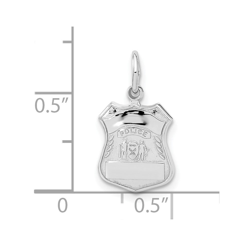 Alternate view of the 14k White Gold Police Badge Charm by The Black Bow Jewelry Co.
