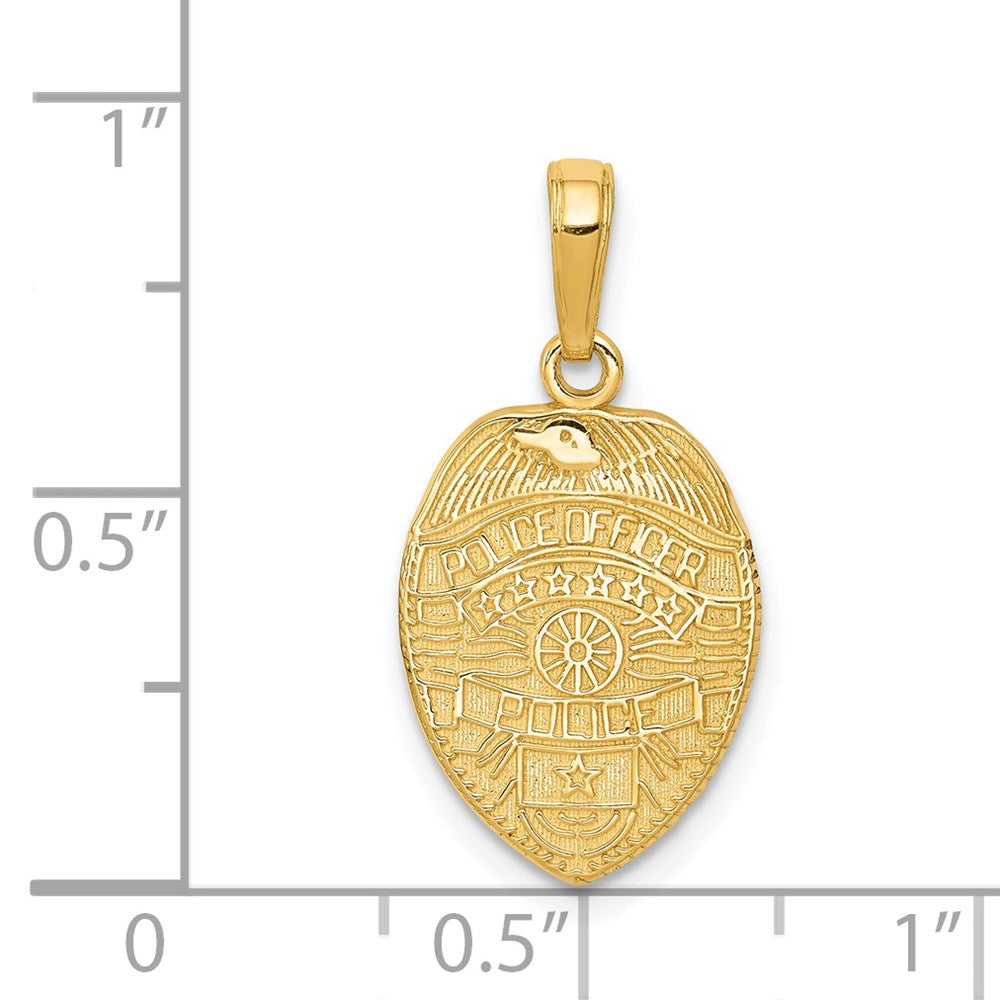 Alternate view of the 14k Yellow Gold Police officer Badge Pendant by The Black Bow Jewelry Co.