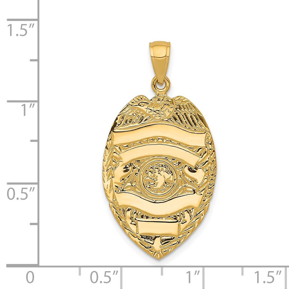 Alternate view of the 14k Yellow Gold Large Badge Pendant by The Black Bow Jewelry Co.