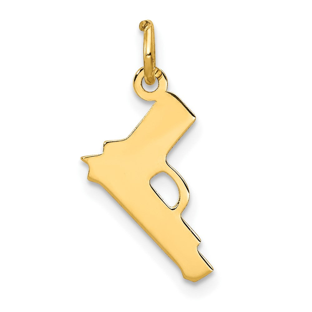 14k Yellow Gold Polished Pistol Charm, Item P10205 by The Black Bow Jewelry Co.