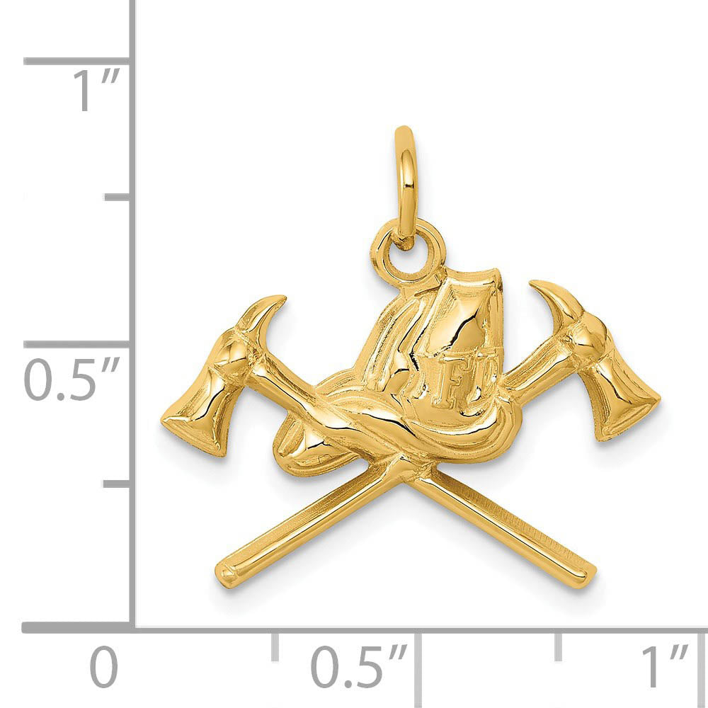 Alternate view of the 14k Yellow Gold 2D Fire Department Insignia Charm by The Black Bow Jewelry Co.