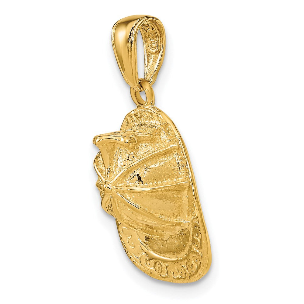 Alternate view of the 14k Yellow Gold 3D Firefighter Hat Pendant by The Black Bow Jewelry Co.