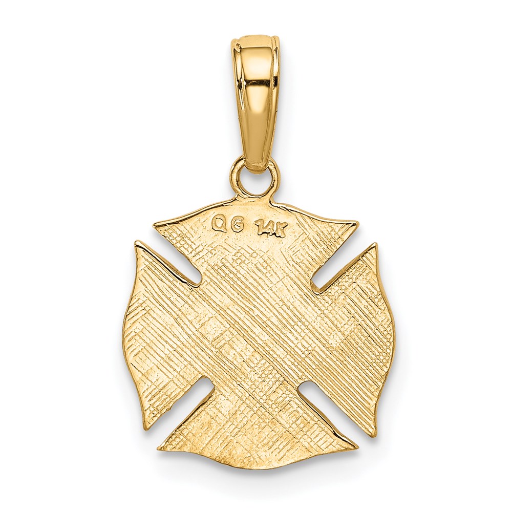 Alternate view of the 14k Yellow Gold Polished Fire Department Shield Pendant by The Black Bow Jewelry Co.